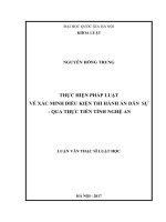 Thực hiện pháp luật về xác minh điều kiện thi hành án dân sự   qua thực tiễn tỉnh nghệ an 