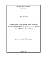 Áp dụng pháp luật về hoạt động kiểm sát trong giai đoạn khởi tố, điều tra vụ án hình sự   thực tiễn tại viện KSND tỉnh nghệ an 