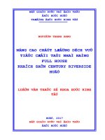 NÂNG CAO CHẤT LƯỢNG DỊCH VỤ TIỆC CƯỚI TẠI NHÀ HÀNG FULL HOUSE  KHÁCH SẠN CENTURY  HUẾ