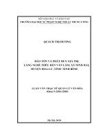 Bảo tồn và phát huy giá trị làng nghề thêu ren Văn Lâm, xã Ninh Hải, huyện Hoa Lư, tỉnh Ninh Bình (Luận văn thạc sĩ)