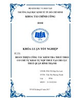 Khóa luận tốt nghiệp: Hoàn thiện công kiểm tra thuế theo cơ chế tự khai tự nộp thuế tại chi cục thế