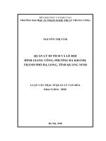 Quản lý di tích và lễ hội đình Giang Võng, phường Hà Khánh, thành phố Hạ Long, tỉnh Quảng Ninh (Luận văn thạc sĩ)