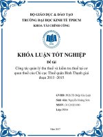 Khóa luận tốt nghiệp: Công tác quản lý thuế và kiểm tra thuế tại chi cục thuế quận Bình Thạnh