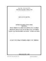Đánh giá khả năng sinh trưởng, phát triển của một số giống cúc và biện pháp kỹ thuật sản xuất hoa cúc có triển vọng tại thành phố lai châu   tỉnh lai châu 