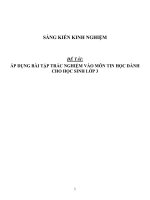 skkn áp DỤNG bài tập TRẮC NGHIỆM vào môn TIN học DÀNH CHO học SINH lớp 3 