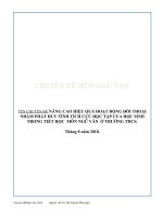 NÂNG CAO HIỆU QUẢ HOẠT ĐỘNG ĐỐI THOẠI NHẰM PHÁT HUY TÍNH TÍCH CỰC HỌC TẬP CỦA HỌC SINH TRONG TIẾT HỌC  MÔN NGỮ VĂN  Ở TRƯỜNG THCS.  Tháng 8 năm 2018.