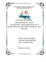 BIỆN PHÁP QUẢN LÝ, CHỈ ĐẠO CÁC HOẠT ĐỘNG TRẢI NGHIỆM SÁNG TẠO TRONG CÁC TRƯỜNG THPT ĐÁP ỨNG YÊU CẦU ĐỔI MỚI CĂN BẢN TOÀN DIỆN GIÁO DỤC