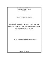 KHAI THÁC MỐI LIÊN HỆ GIỮA TOÁN HỌC VÀ THỰC TIỄN KHI DẠY HỌC CHỦ ĐỀ PHƯƠNG PHÁP TỌA ĐỘ TRONG MẶT PHẲNG