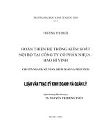 Luận văn thạc sỹ - Hoàn thiện hệ thống kiểm soát nội bộ taị Công ty Cổ phần Nhựa- Bao bì Vinh