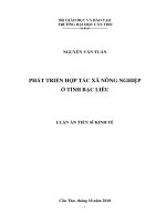 Phát triển hợp tác xã nông nghiệp ở tỉnh bạc liêu