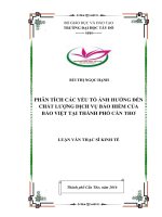Phân tích các yếu tố ảnh hưởng đến chất lượng dịch vụ bảo hiểm của Bảo Việt tại Thành phố Cần Thơ (Luận văn thạc sĩ)