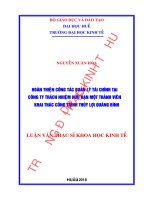 HOÀN THIỆN CÔNG tác QUẢN lý tài CHÍNH tại CÔNG TY TRÁCH NHIỆM hữu hạn một THÀNH VIÊN KHAI THÁC CÔNG TRÌNH THỦY lợi QUẢNG BÌNH 