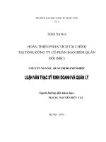 Luận văn thạc sỹ - Hoàn thiện phân tích tài chính tại Tổng Công ty Cổ phần Bảo hiểm Quân đội (MIC)