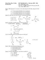 ĐỀ THI HÓA HỮU CƠ dành cho sinh viên y khoa