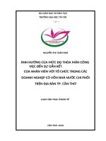 Ảnh hưởng của mức độ thỏa mãn công việc đến sự gắn kết nhân viên với tổ chức trong các doanh nghiệp có vốn nhà nước chi phối trên địa bàn thành phố cần thơ 