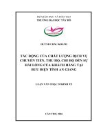 Tác động của chất lượng dịch vụ chuyển tiền, thu hộ, chi hộ đến sự hài lòng của khách hàng tại Bưu điện tỉnh An Giang (Luận văn thạc sĩ)