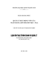 Luận văn thạc sỹ - Quản lý huy động vốn của Ngân hàng Liên doanh Việt - Nga