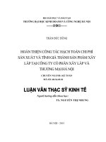Luận văn thạc sỹ - Hoàn thiện công tác hạch toán Chi phí sản xuất và tính giá thành sản phẩm xây lắp tại Công ty Cổ phần Xây lắp và Thương mại Hà Nội