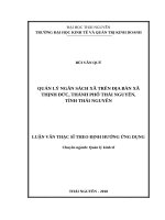 Quản lý ngân sách xã trên địa bàn xã thịnh đức, thành phố thái nguyên, tỉnh thái nguyên