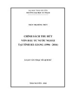 Chính sách thu hút vốn đầu tư nước ngoài tại tỉnh Hà Giang (1996  2016) (Luận văn thạc sĩ)