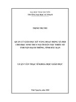 Quản lý giáo dục kỹ năng hoạt động xã hội cho học sinh trung học cơ sở người dân tộc thiểu số ở huyện Bạch Thông, tỉnh Bắc Kạn (Luận văn thạc sĩ)