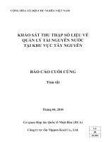 khảo sát thu thập số liệu về quản lý tài nguyên nước tại khu vực tây nguyên 
