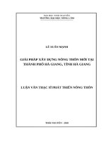 Giải pháp xây dựng nông thôn mới tại thành phố hà giang, tỉnh hà giang 