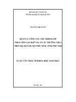 Quản lý công tác chủ nhiệm lớp theo tiếp cận hợp tác ở các trường THCS trên địa bàn huyện Phù Ninh, tỉnh Phú Thọ (Luận văn thạc sĩ)