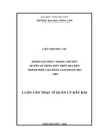 Đánh giá thực trạng chuyển quyền sử dụng đất trên địa bàn thành phố cao bằng giai đoạn 2013   2016 