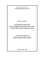 Giải pháp sử dụng đất nông nghiệp theo hướng bền vững tại huyện bắc mê, tỉnh hà giang 