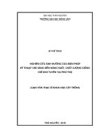 Nghiên cứu ảnh hưởng của biện pháp kỹ thuật che sáng đến năng suất, chất lượng giống chè kim tuyên tại phú thọ 