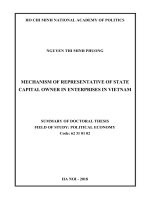 Cơ chế đại diện chủ sở hữu vốn nhà nước trong các doanh nghiệp ở việt nam TT  t anh 