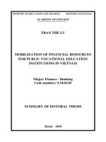 Huy động nguồn tài chính tại các cơ sở giáo dục nghề nghiệp công lập ở việt nam tom tat tieng anh 