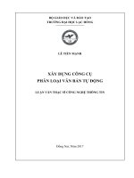 Xây dựng công cụ phân loại văn bản tự động: luận văn thạc sĩ