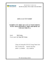 Nghiên cứu hiệu quả xử lý nitơ trong nước thải sinh hoạt trên mô hình ao với giá thể PVA 