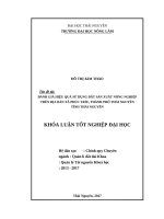Đánh giá hiệu quả sử dụng đất sản xuất nông nghiệp trên địa bàn xã phúc trìu, thành phố thái nguyên, tỉnh thái nguyên 