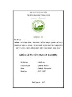 Đánh giá công tác cấp giấy chứng nhận quyền sử dụng đất đất cho các hộ gia đình, cá nhân sử dụng đất trên địa bàn của huyện tủa chùa, tỉnh điện biên giai đoạn 2014 2016 