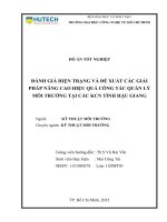 Đánh giá hiện trạng và đề xuất các giải pháp nâng cao hiệu quả công tác quản lý môi trường tại các KCN tỉnh hậu giang