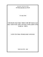 Vận dụng dạy học theo chủ đề trong dạy học chăn nuôi, thủy sản đại cương (môn công nghệ 10   THPT) 