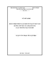 Hoàn thiện pháp luật khuyến mại ở việt nam hướng tới việc sửa đổi, bổ sung luật thương mại năm 2005 (luận văn thạc sĩ luật học) 