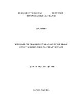 Kiểm soát các giao dịch có khả năng tư lợi trong công ty cổ phần theo pháp luật việt nam (luận văn thạc sĩ luật học) 