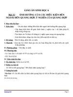 Giáo án Sinh học 6 bài 22: Ảnh hưởng của điều kiện bên ngoài đến quang hợp