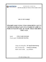 Tìm hiểu khả năng tăng sinh phân lập và đánh giá hoạt lực của vi khuẩn AOB và NOB có nguồn gốc từ nước thải chế biến thủy sản