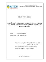 Nghiên cứu tổng hợp xanh nano bạc trong gel nha đam và ứng dụng trong tạo màng kháng khuẩn 
