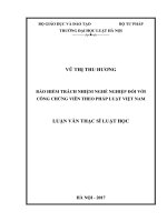 Bảo hiểm trách nhiệm nghề nghiệp đối với công chứng viên theo pháp luật việt nam (luận văn thạc sĩ luật học) 