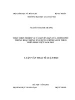 Thực hiện nhiệm vụ và quyền hạn của chính phủ trong hoạt động xây dựng chính sách theo hiến pháp việt nam 2013 (luận văn thạc sĩ luật học) 