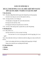 Giáo án Sinh học 6 bài 22: Ảnh hưởng của điều kiện bên ngoài đến quang hợp