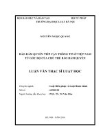 Bảo đảm quyền tiếp cận thông tin ở việt nam từ góc độ của chủ thể bảo đảm quyền (luận văn thạc sĩ luật học) 
