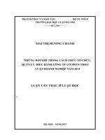Những đổi mới trong cách thức tổ chức, quản lý, điều hành công ty cổ phần theo luật doanh nghiệp năm 2014 (luận văn thạc sĩ luật học) 