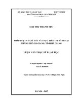 Pháp luật về giá đất và thực tiễn thi hành tại thành phố hà giang, tỉnh hà giang (luận văn thạc sĩ luật học) 